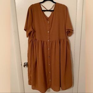SHEIN Amber Brown Button Up Short Sleeve Dress 🤎